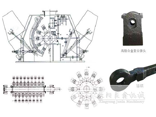 可逆錘式破碎機(jī)工作原理圖